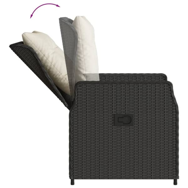 spisebordssæt til haven 3 dele med hynder polyrattan sort
