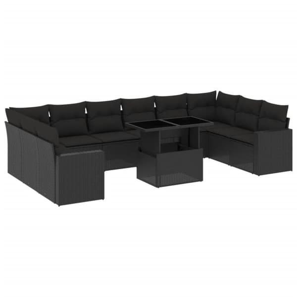 sofasæt til haven 11 dele med hynder polyrattan sort