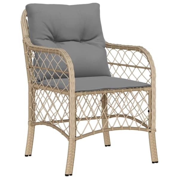 Matgrupp för trädgården med dynor 5 delar mixbeige konstrotting