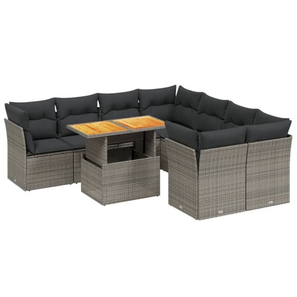 sofasæt til haven 9 dele med hynder polyrattan grå