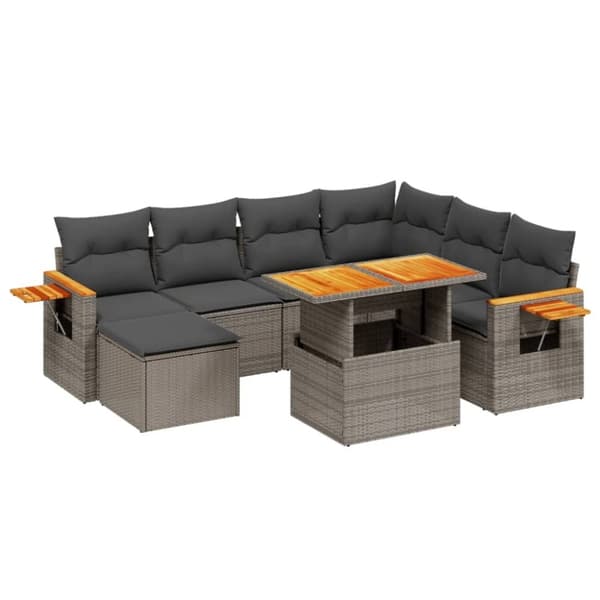 sofasæt til haven 8 dele med hynder polyrattan grå