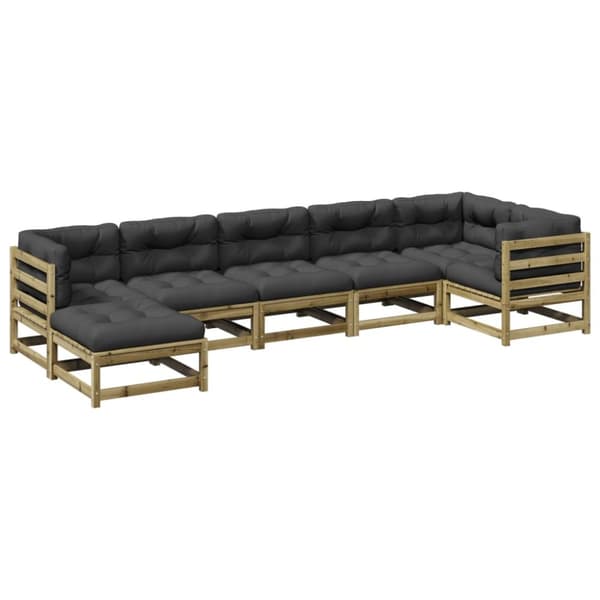 sofasæt til haven 7 dele med hynder imprægneret fyrretræ