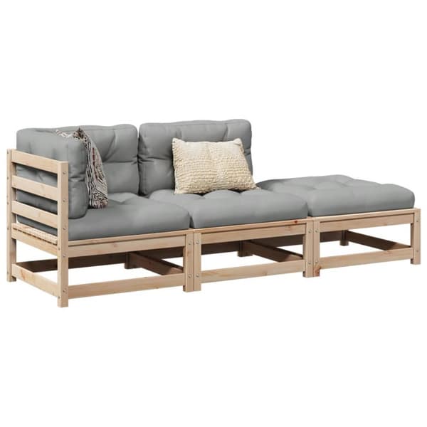 sofasæt til haven 3 dele med hynder massivt fyrretræ