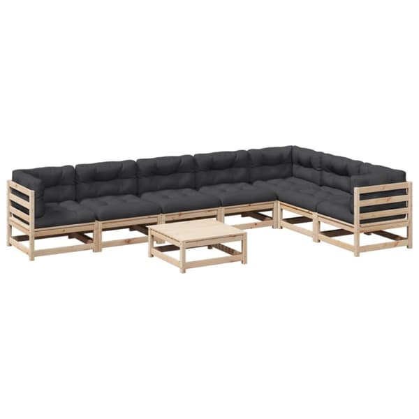 8-osainen puutarhalounge setti, tyynyillä, mäntyä