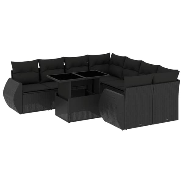 sofasæt til haven 9 dele med hynder polyrattan sort