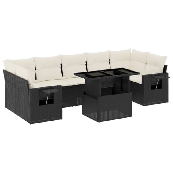sofasæt til haven 8 dele med hynder polyrattan sort