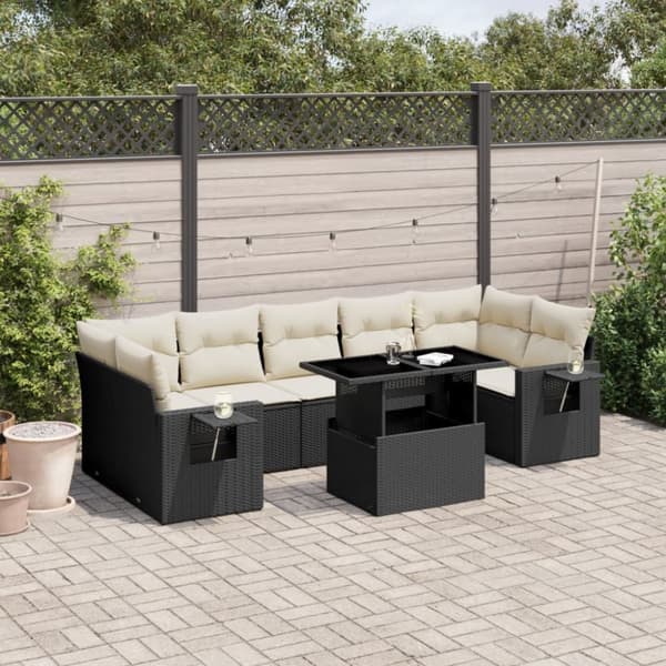 sofasæt til haven 8 dele med hynder polyrattan sort