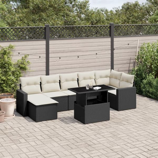 sofasæt til haven 8 dele med hynder polyrattan sort