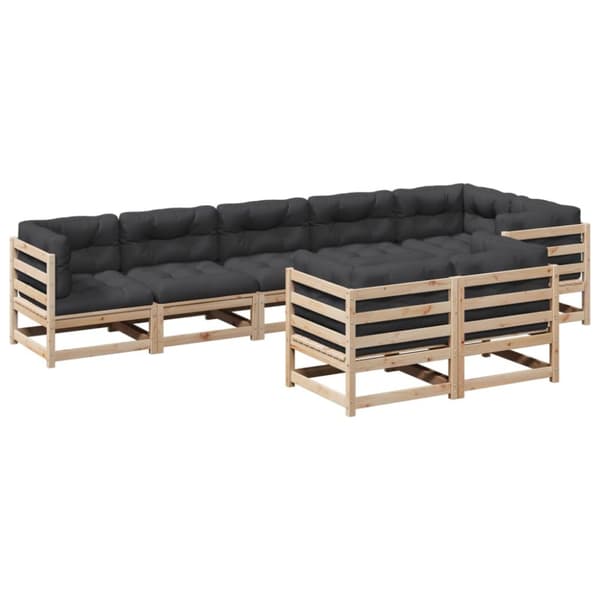 8-osainen puutarhalounge setti, tyynyillä, mäntyä