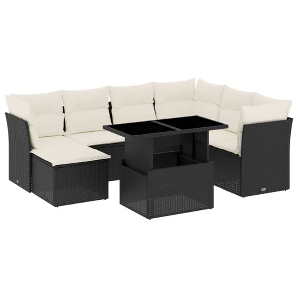 sofasæt til haven 8 dele med hynder polyrattan sort