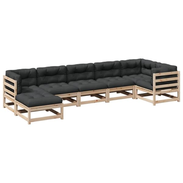 7-osainen puutarhalounge setti, tyynyillä, mäntyä