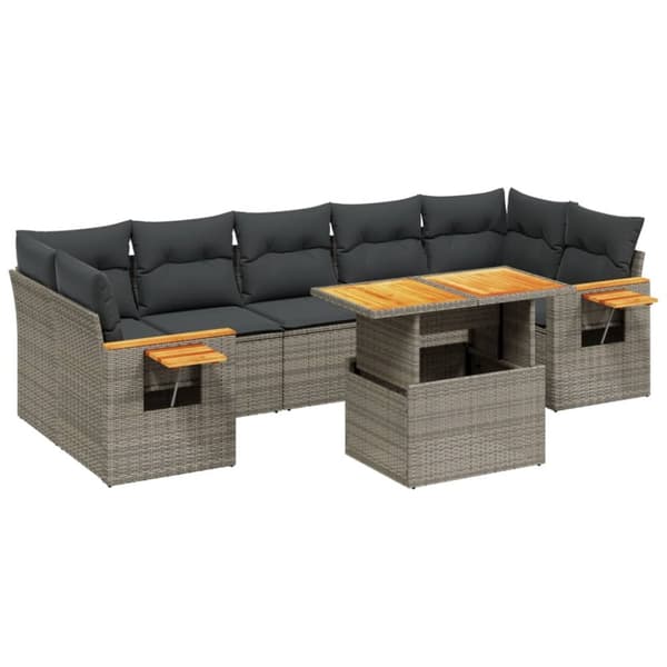 sofasæt til haven 8 dele med hynder polyrattan grå