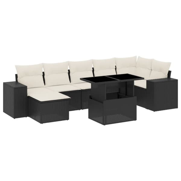 sofasæt til haven 8 dele med hynder polyrattan sort