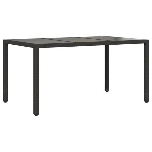 spisebordssæt til haven 5dele m. hynder polyrattan og glas sort