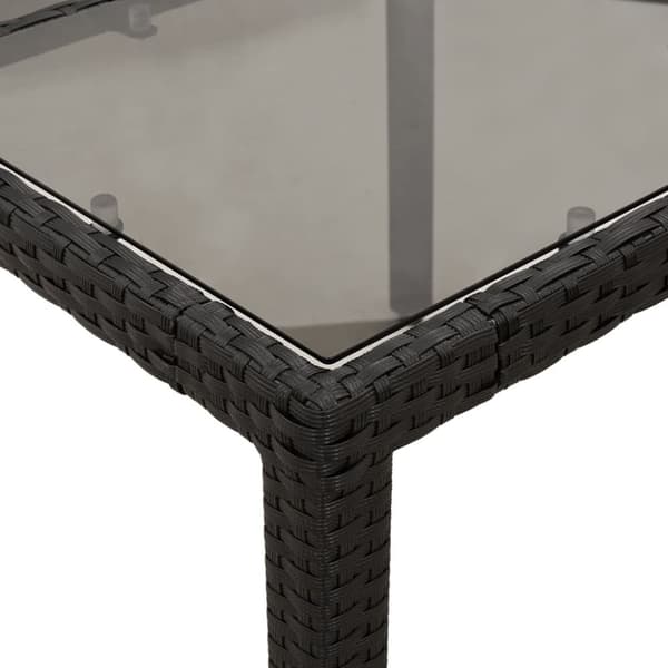 spisebordssæt til haven 5dele m. hynder polyrattan og glas sort