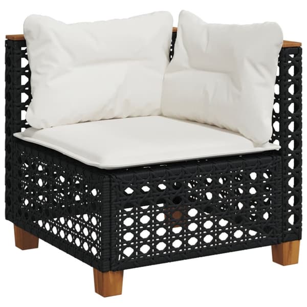 Loungegrupp 10 delar med svarta dynor konstrotting