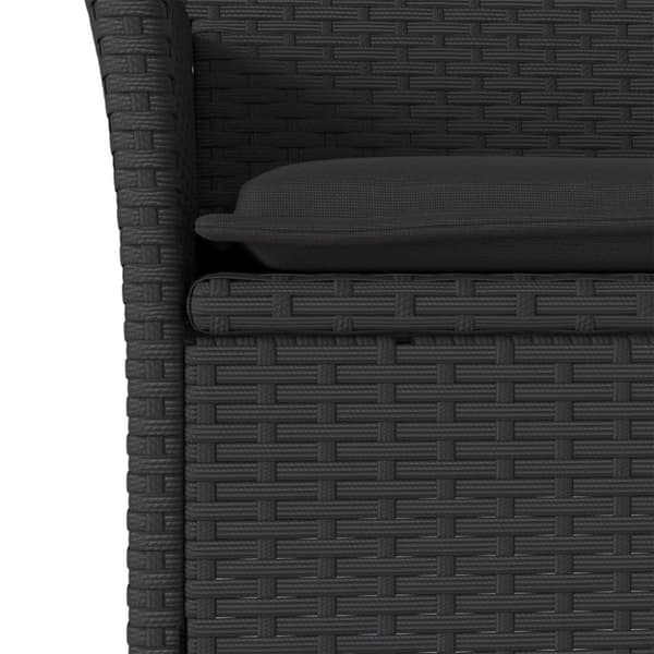 spisebordssæt til haven 7dele m. hynder polyrattan og glas sort
