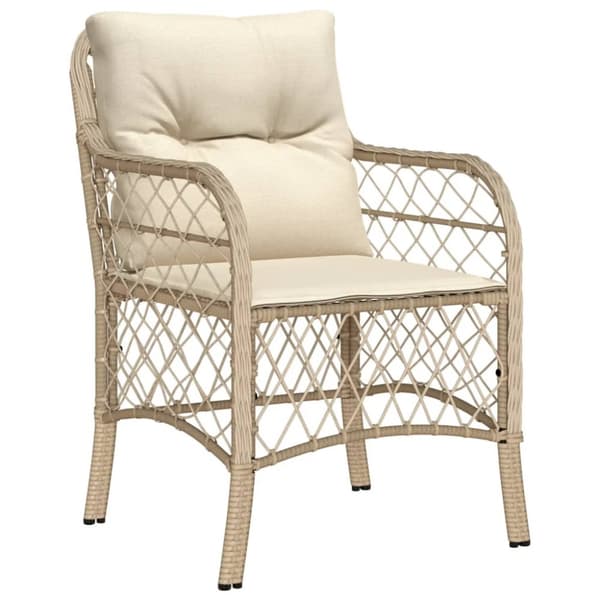 Matgrupp för trädgården med dynor 7 delar beige konstrotting