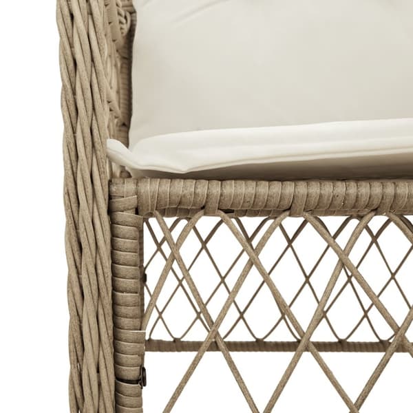 Matgrupp för trädgården med dynor 7 delar beige konstrotting