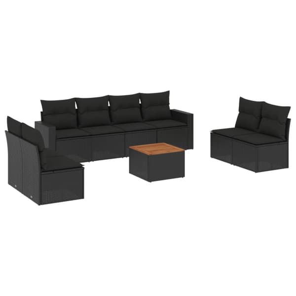 sofasæt til haven 9 dele med hynder polyrattan sort