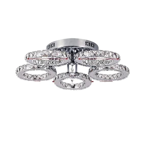 Kristallkrona, rostfritt stål, LED-pendellampa, 3 huvuden, varmvit 5 heads