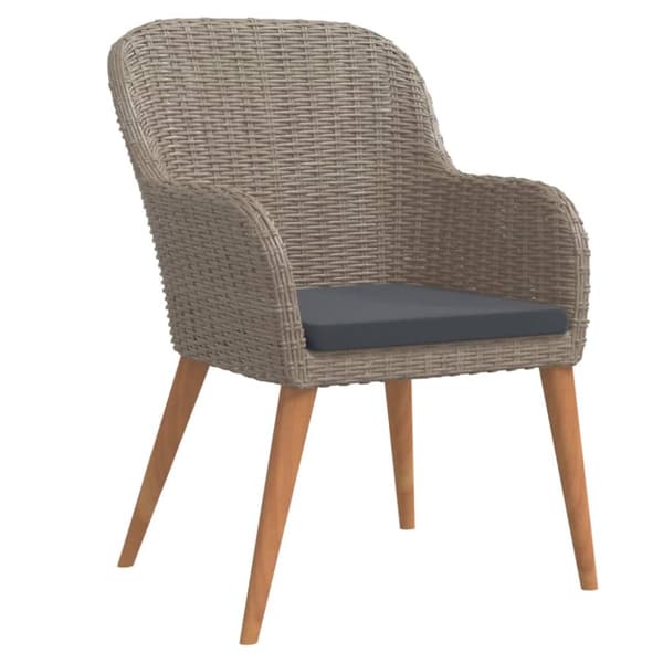 spisebordssæt til haven 3 dele med hynder polyrattan brun