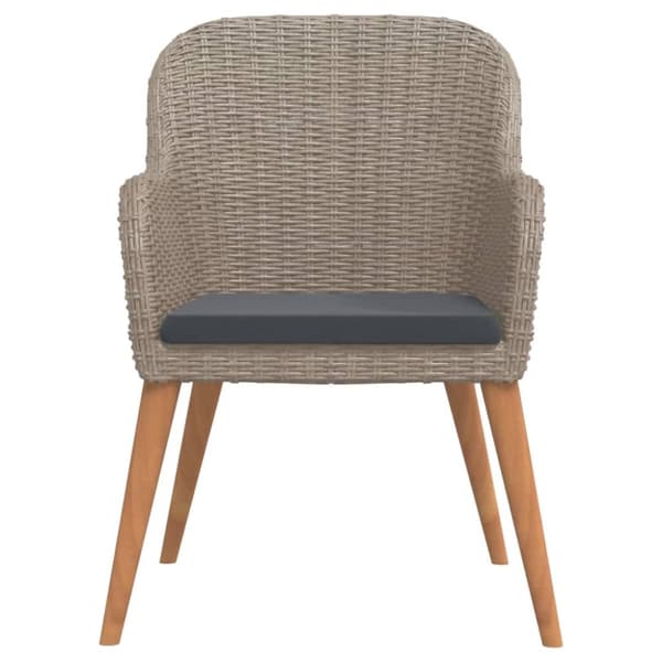 spisebordssæt til haven 3 dele med hynder polyrattan brun