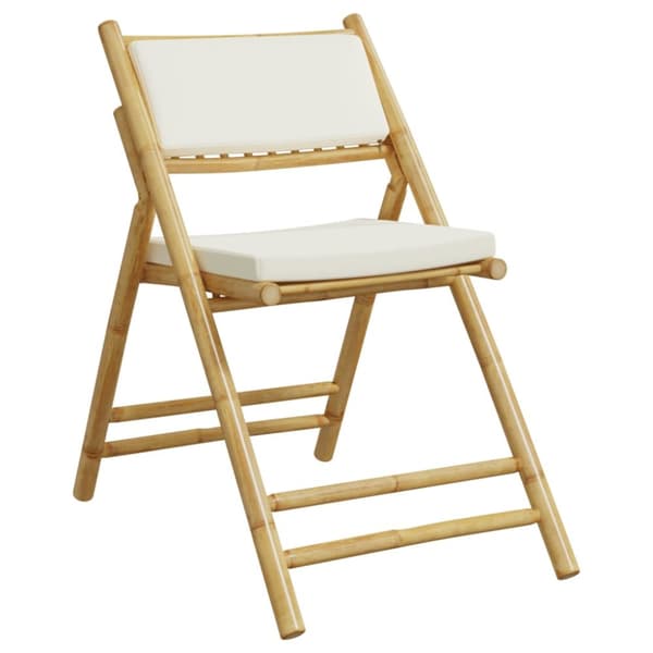 bistrostole 3 stk. foldbare med cremehvide hynder bambus