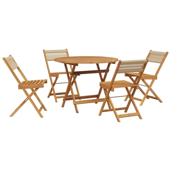 Matgrupp för trädgården 5delar beige polypropen och massivt trä
