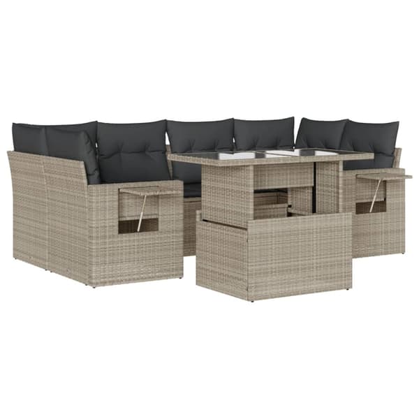 sofasæt til haven 7 dele med hynder polyrattan lysegrå