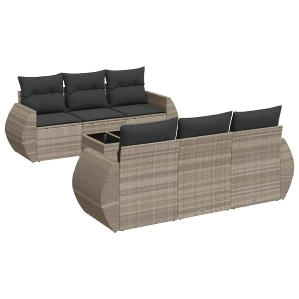 sofasæt til haven 7 dele med hynder polyrattan lysegrå