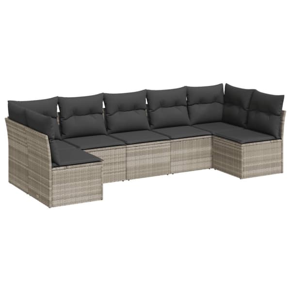 sofasæt til haven 7 dele med hynder polyrattan lysegrå