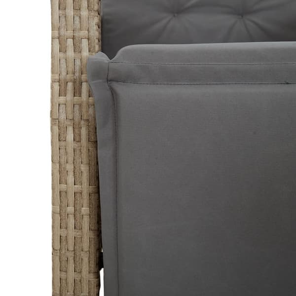 spisebordssæt til haven 3 dele med hynder polyrattan beige
