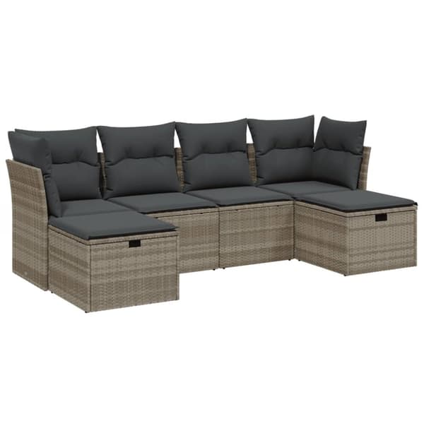 sofasæt til haven 6 dele med hynder polyrattan lysegrå