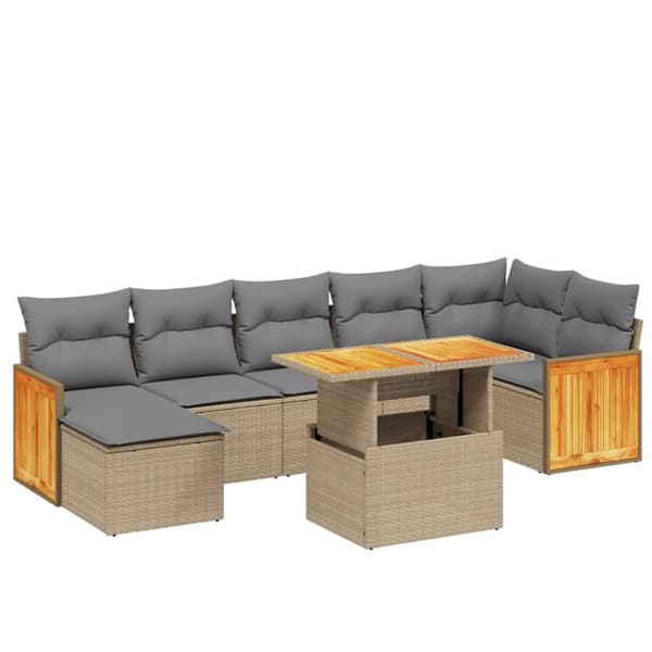 sofasæt til haven 8 dele med hynder polyrattan beige