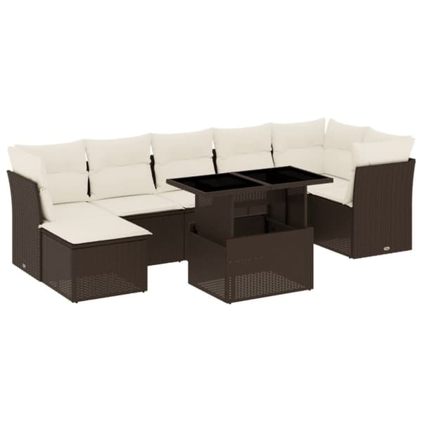 sofasæt til haven 8 dele med hynder polyrattan brun