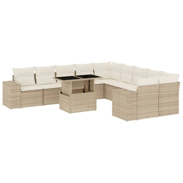 sofasæt til haven 11 dele med hynder polyrattan beige