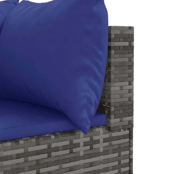 loungesæt til haven 6 dele med hynder polyrattan grå