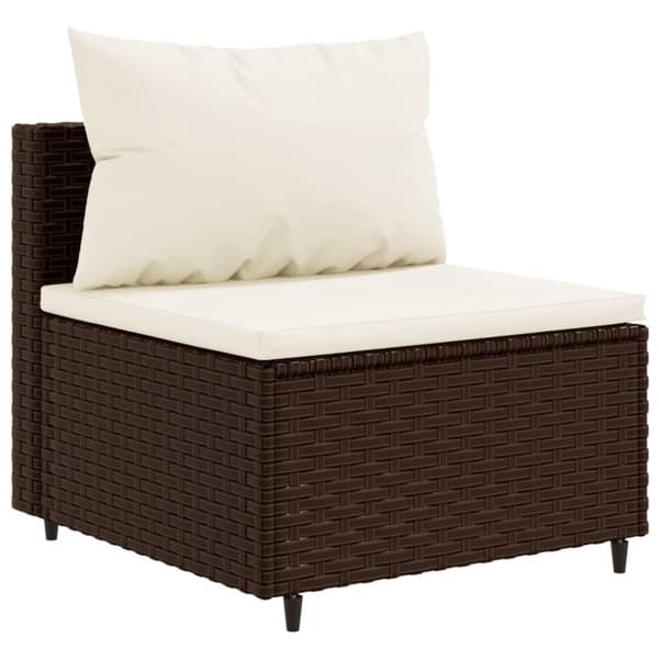 loungesæt til haven 4 dele med hynder polyrattan brun