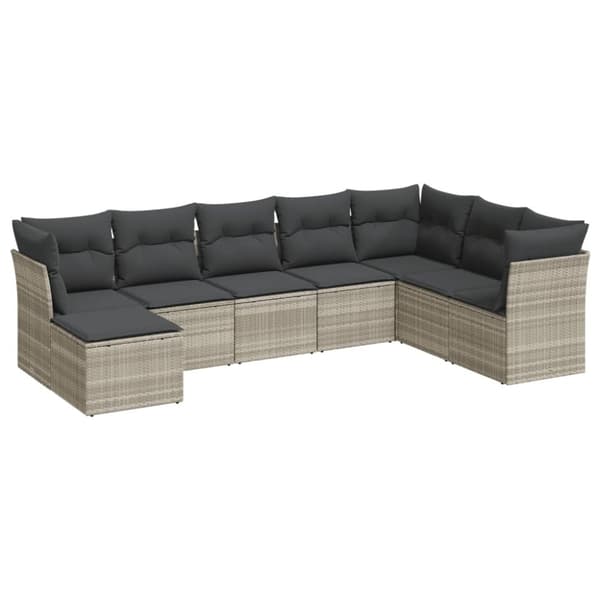 sofasæt til haven 8 dele med hynder polyrattan lysegrå