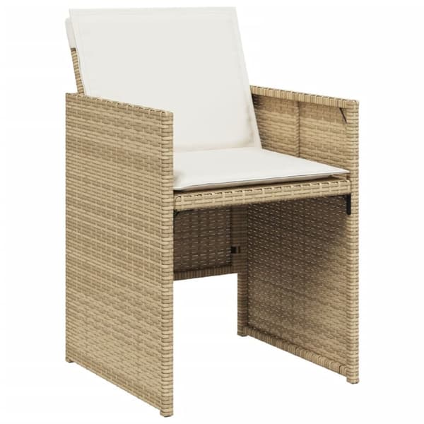 spisebordssæt til haven 5 dele med hynder polyrattan beige