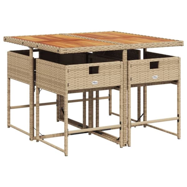 Matgrupp för trädgården med dynor 5 delar beige konstrotting