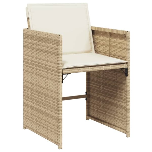 Matgrupp för trädgården med dynor 5 delar beige konstrotting