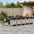 Miniatyrbillede 1 af 10: spisebordssæt til haven 15 dele med hynder polyrattan lysegrå
