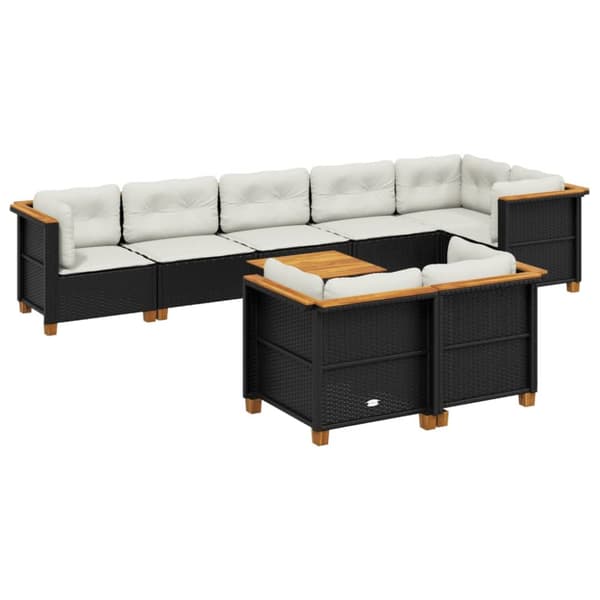 sofasæt til haven 9 dele med hynder polyrattan sort