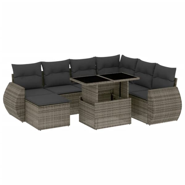 sofasæt til haven 8 dele med hynder polyrattan grå