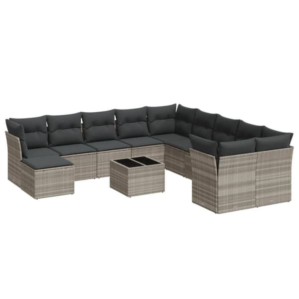 sofasæt til haven 12 dele med hynder polyrattan lysegrå