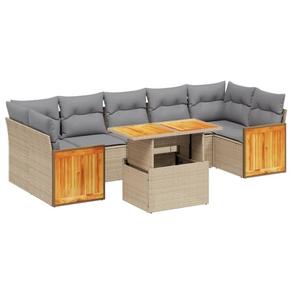 sofasæt til haven 8 dele med hynder polyrattan beige