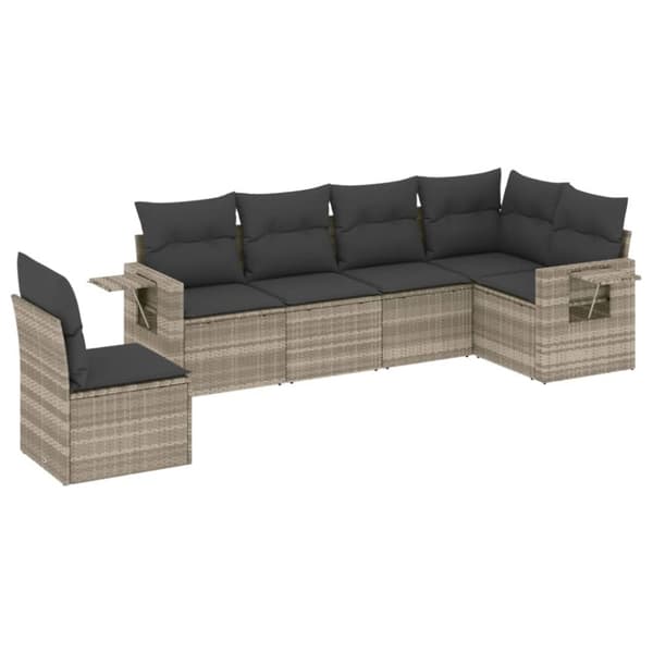 sofasæt til haven 6 dele med hynder polyrattan lysegrå