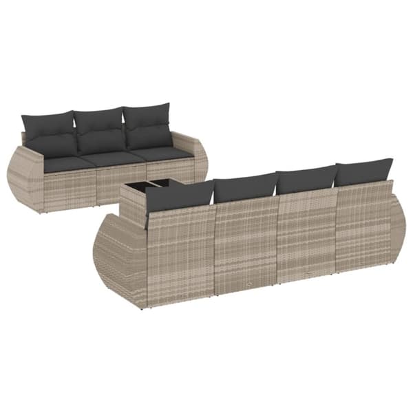 sofasæt til haven 8 dele med hynder polyrattan lysegrå